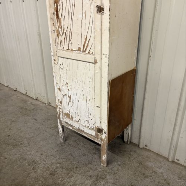 American Primitive White Painted Pine Chimney Cupboard