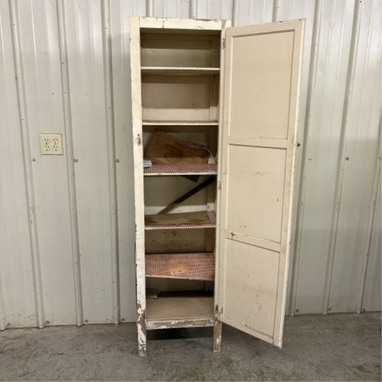 American Primitive White Painted Pine Chimney Cupboard
