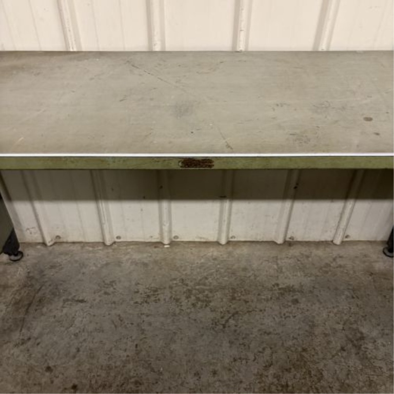Mid-Century Industrial Metal Work Table with Green Painted Base