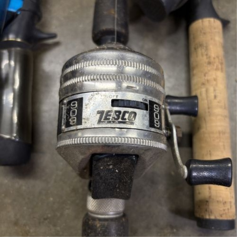 An Assortment of Fishing Rods and Reels Including Zebco and Shakespeare Models