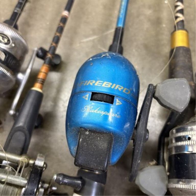 An Assortment of Fishing Rods and Reels Including Zebco and Shakespeare Models