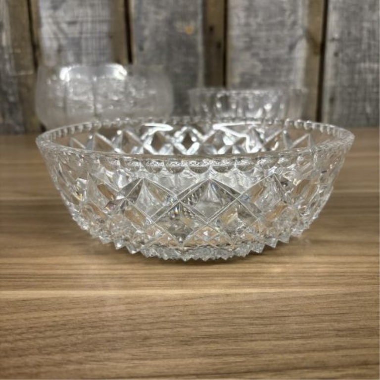 A Trio of Cut Lead Crystal Serving and Centerpiece Bowls