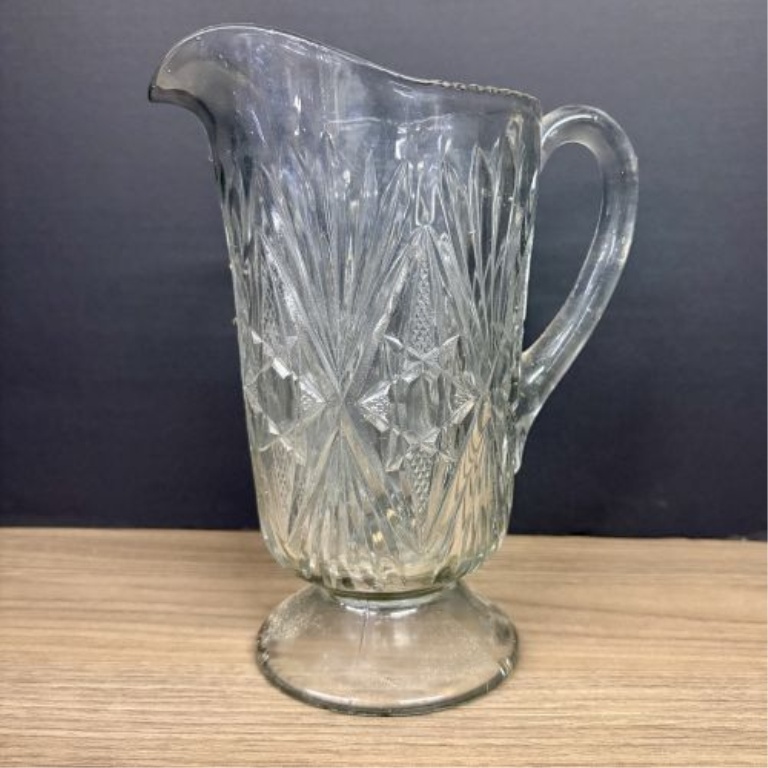 A Trio of Vintage Clear Glass Water Pitchers