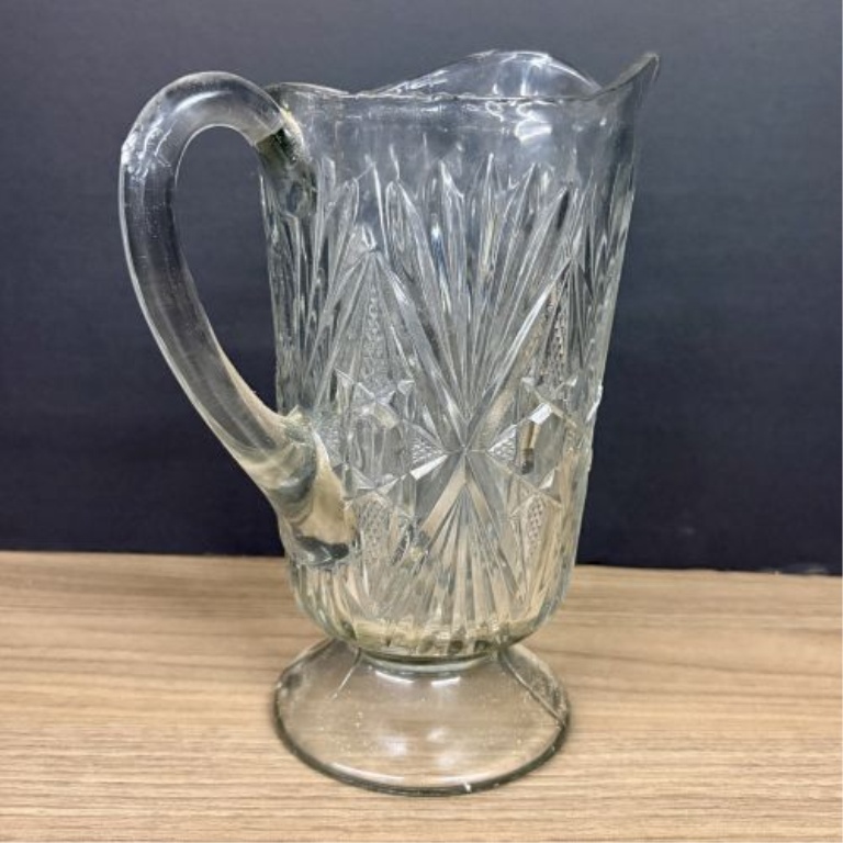A Trio of Vintage Clear Glass Water Pitchers