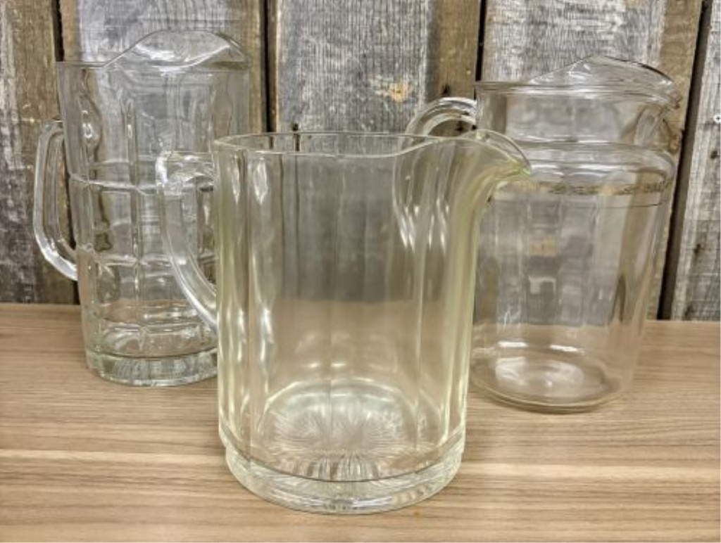 A Trio of Vintage American Pressed Glass Water Pitchers
