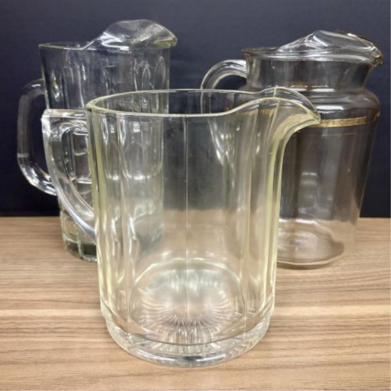 A Trio of Vintage American Pressed Glass Water Pitchers