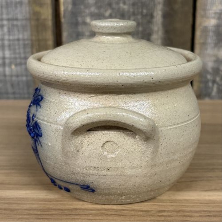 Salmon Falls Stoneware Blueberry Basket Lidded Bean Pot Dated 2000