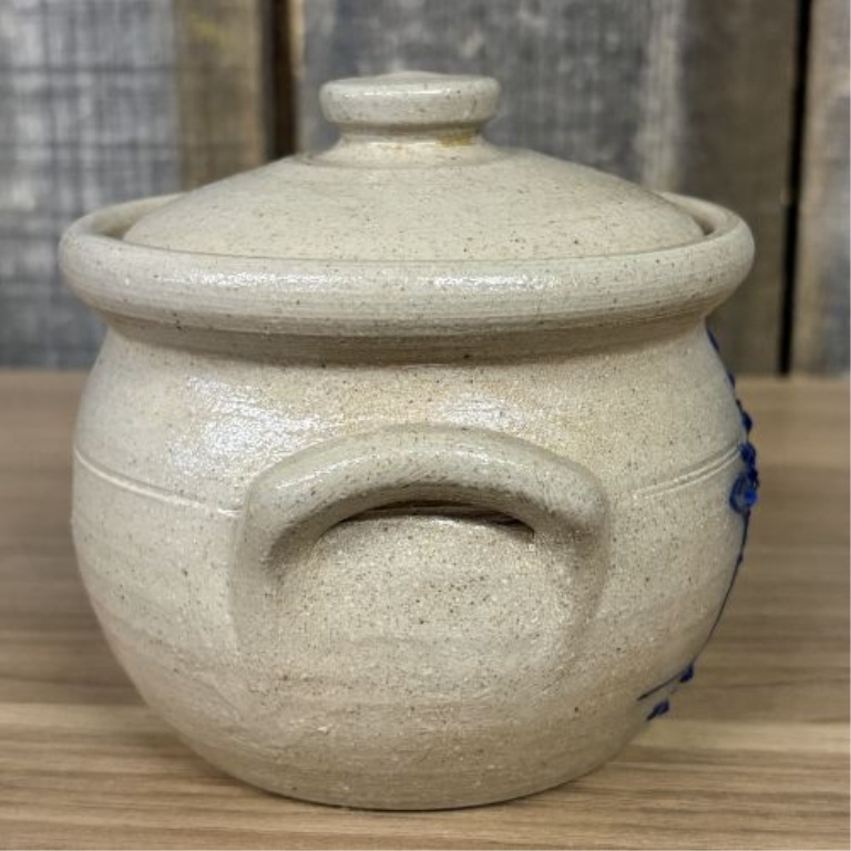 Salmon Falls Stoneware Blueberry Basket Lidded Bean Pot Dated 2000
