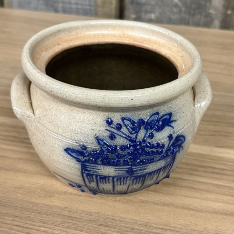 Salmon Falls Stoneware Blueberry Basket Lidded Bean Pot Dated 2000
