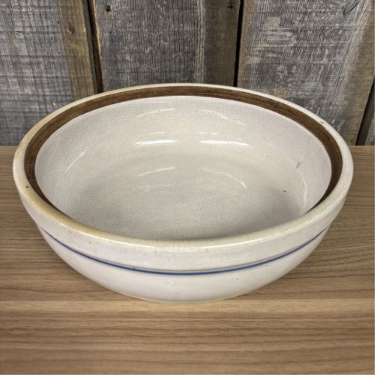American Banded Stoneware Lidded Casserole Dish
