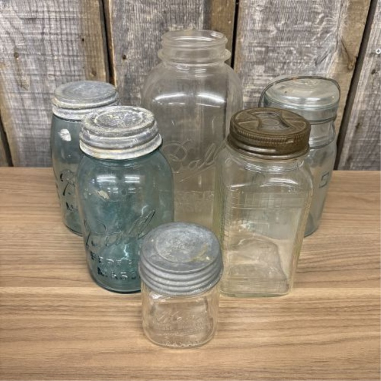 An Assortment of Vintage Ball, Atlas, and Kerr Glass Canning Jars