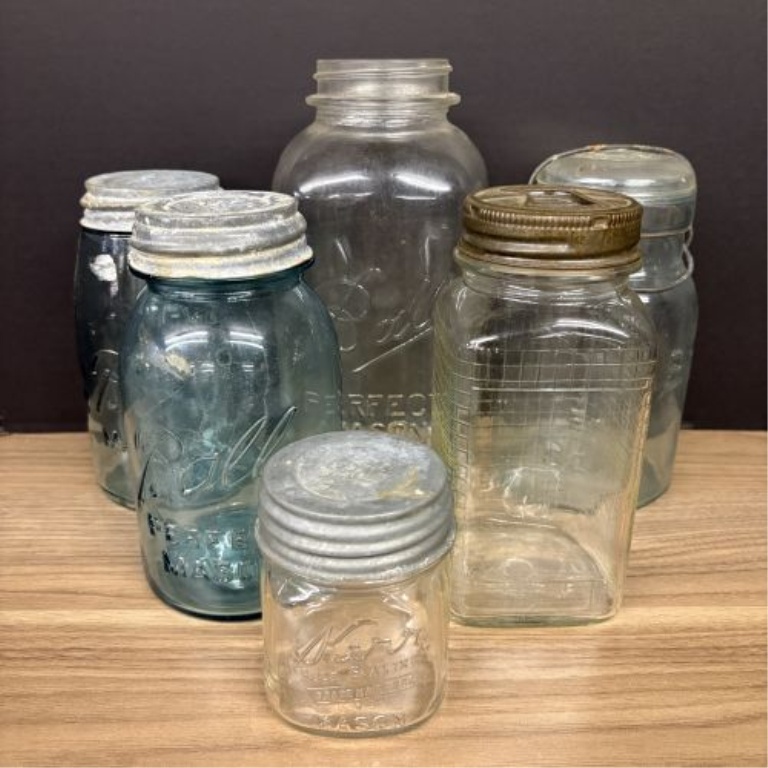 An Assortment of Vintage Ball, Atlas, and Kerr Glass Canning Jars