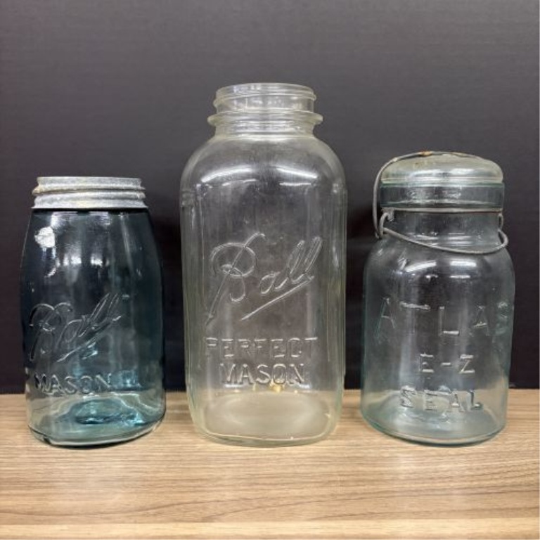 An Assortment of Vintage Ball, Atlas, and Kerr Glass Canning Jars
