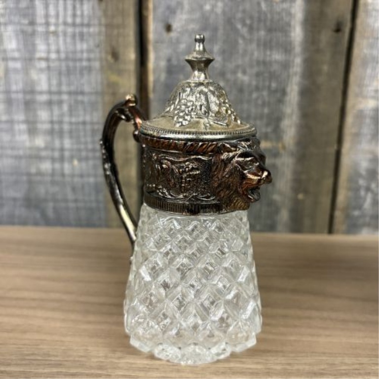 A Collection of Five Antique and Vintage Cut and Pressed Glass Containers with Metal Lids