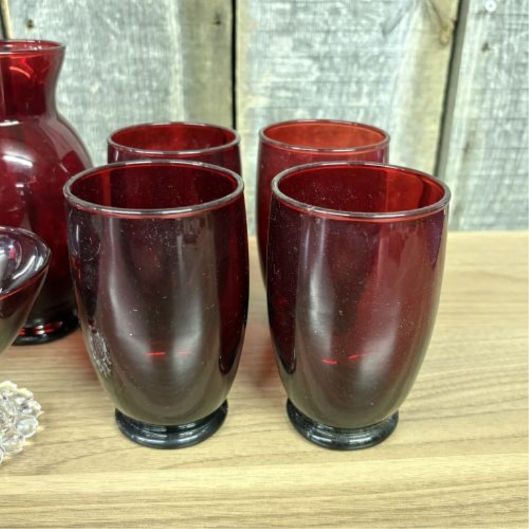 A 12-Piece Collection of Red Glass Tableware Attributed to Anchor Hocking