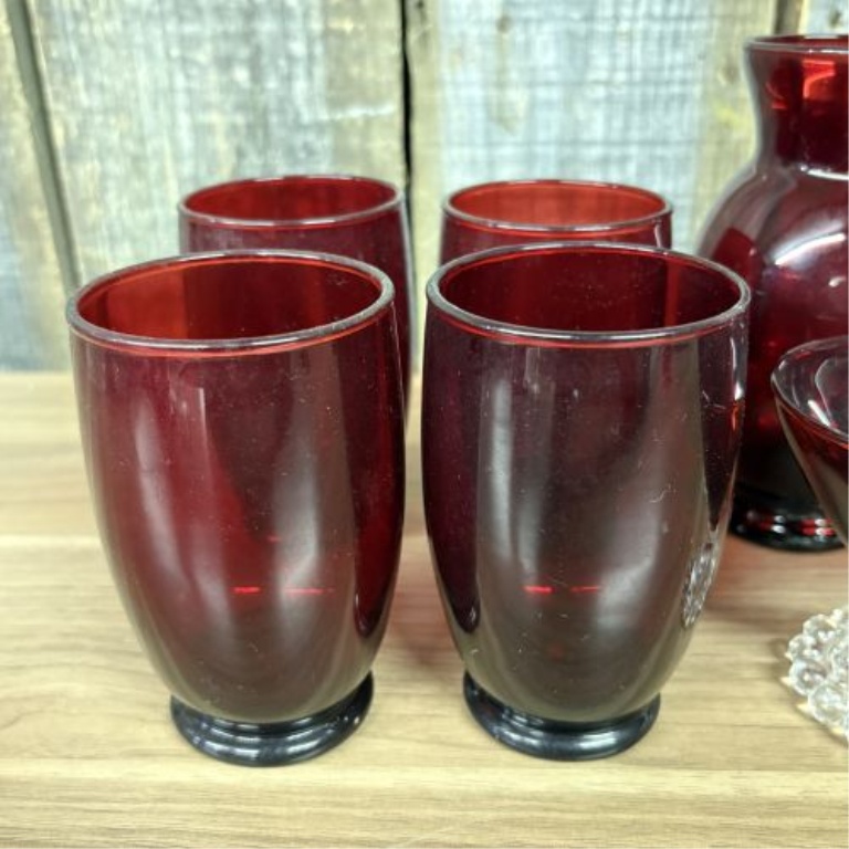 A 12-Piece Collection of Red Glass Tableware Attributed to Anchor Hocking