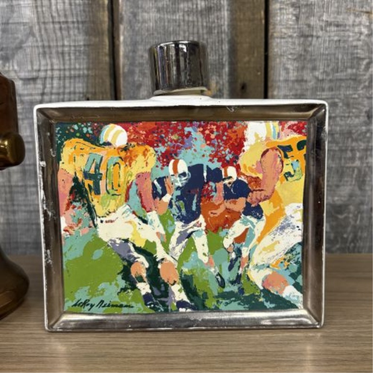 Two Ceramic Commemorative Decanters Including LeRoy Neiman Football and Liberty Bell
