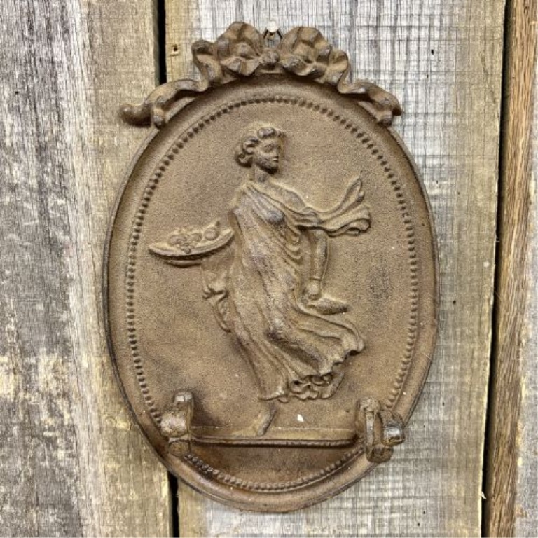 Neoclassical Style Cast Iron Two-Hook Decorative Wall Plaque