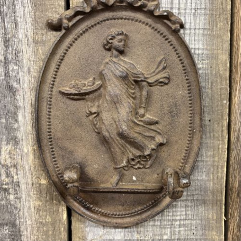 Neoclassical Style Cast Iron Two-Hook Decorative Wall Plaque
