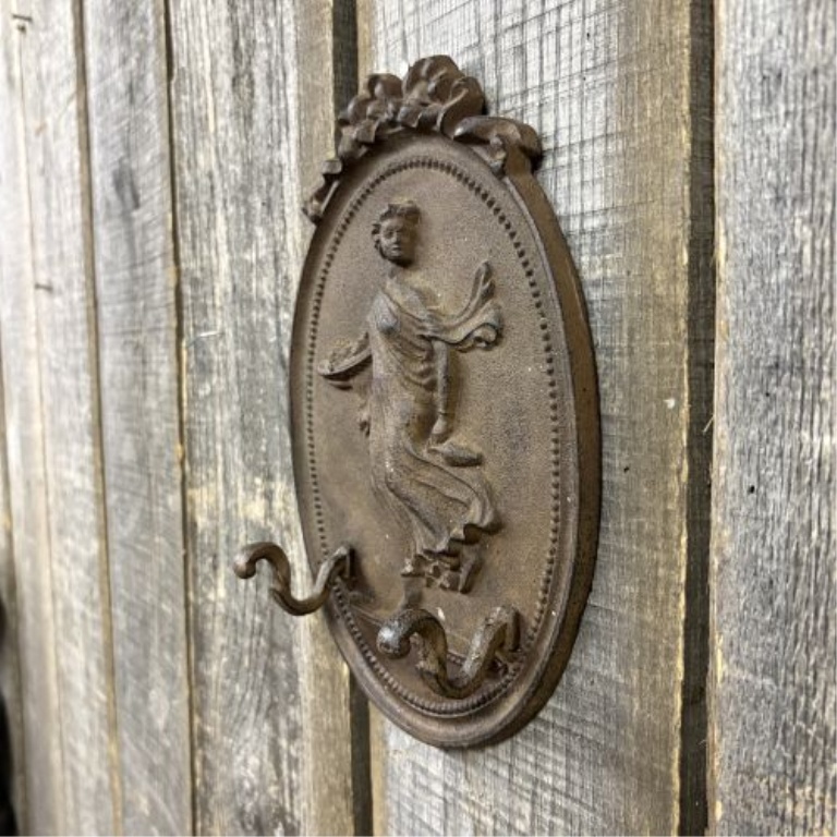 Neoclassical Style Cast Iron Two-Hook Decorative Wall Plaque
