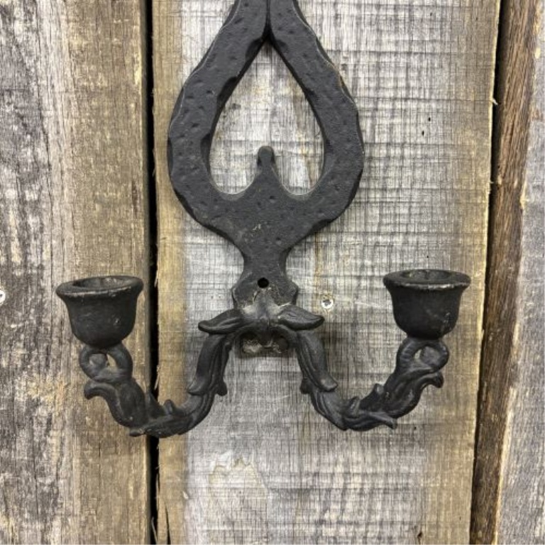 A Gothic Revival Style Cast Iron Two Arm Wall Sconce
