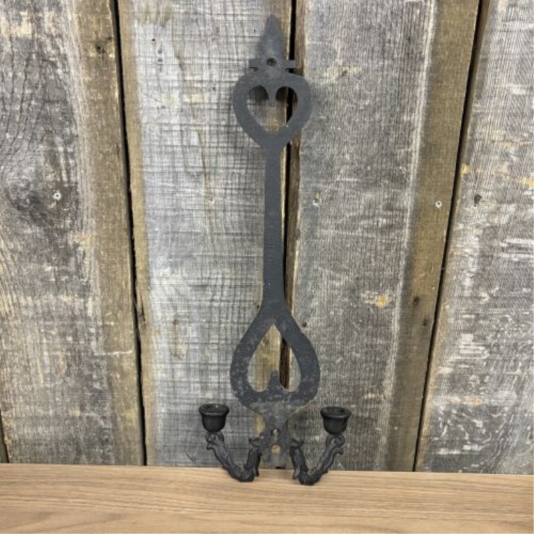 A Gothic Revival Style Cast Iron Two Arm Wall Sconce