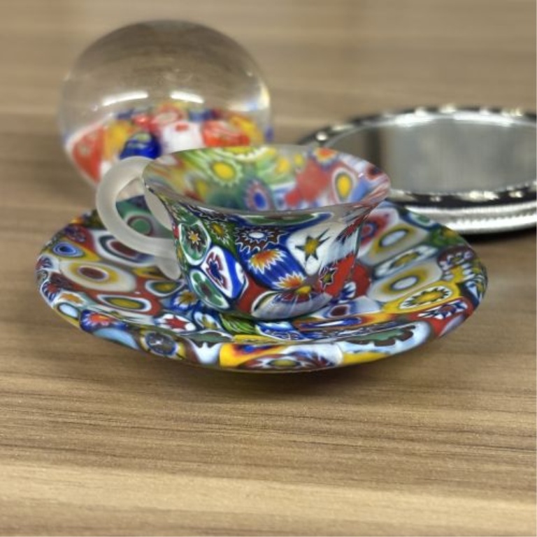 A Collection of Miniature Decorative Objects including Murano Style Millefiori Glass and Vintage Trinkets