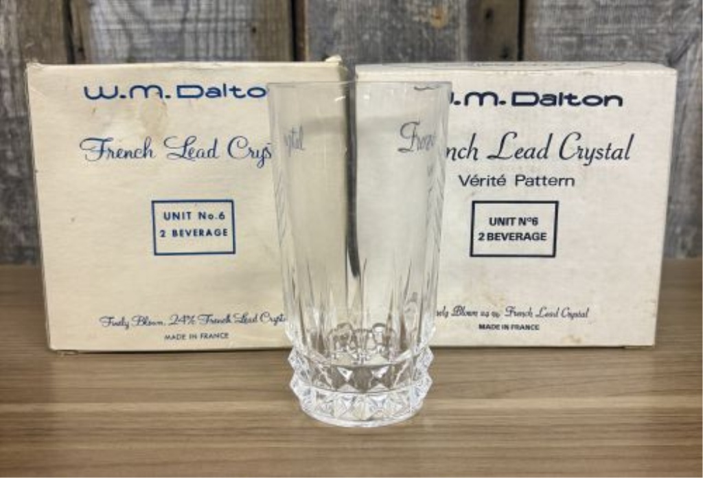 A Pair of W.M. Dalton French Lead Crystal Beverage Glasses in the Vérité Pattern