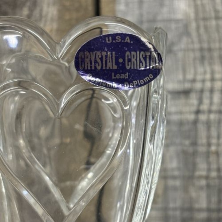 A Trio of Decorative Vases including Amethyst Ruffled Glass and American Lead Crystal