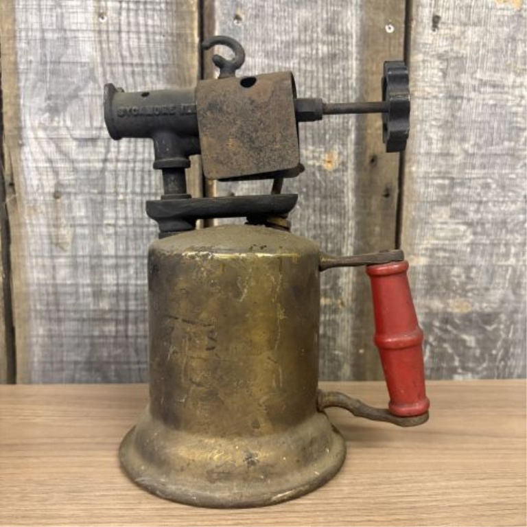 Two Vintage American Brass Gasoline Blow Torches, Turner and Lenk