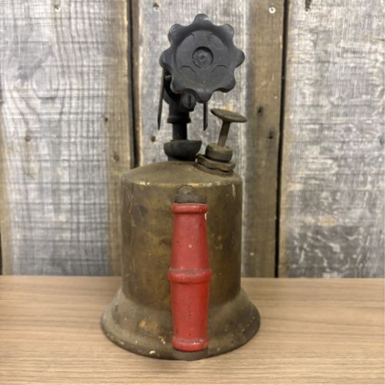 Two Vintage American Brass Gasoline Blow Torches, Turner and Lenk