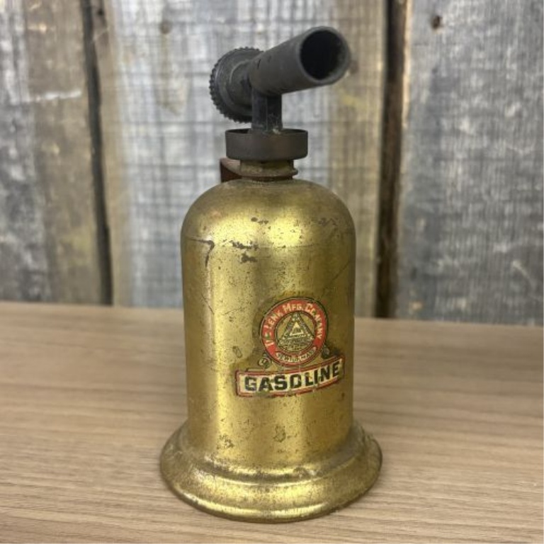 Two Vintage American Brass Gasoline Blow Torches, Turner and Lenk
