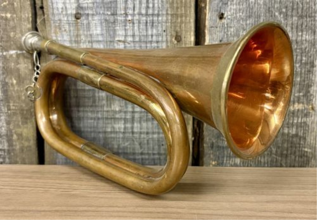 Vintage Copper and Brass Military Style Signal Bugle with Mouthpiece