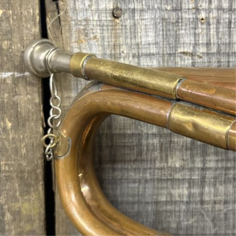 Vintage Copper and Brass Military Style Signal Bugle with Mouthpiece