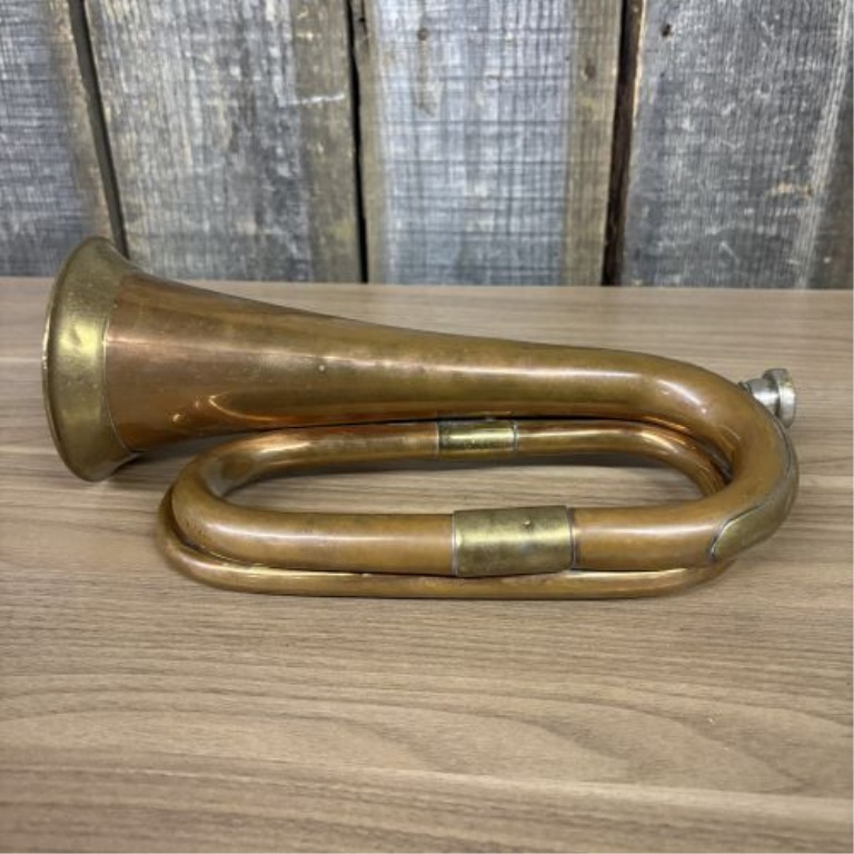 Vintage Copper and Brass Military Style Signal Bugle with Mouthpiece