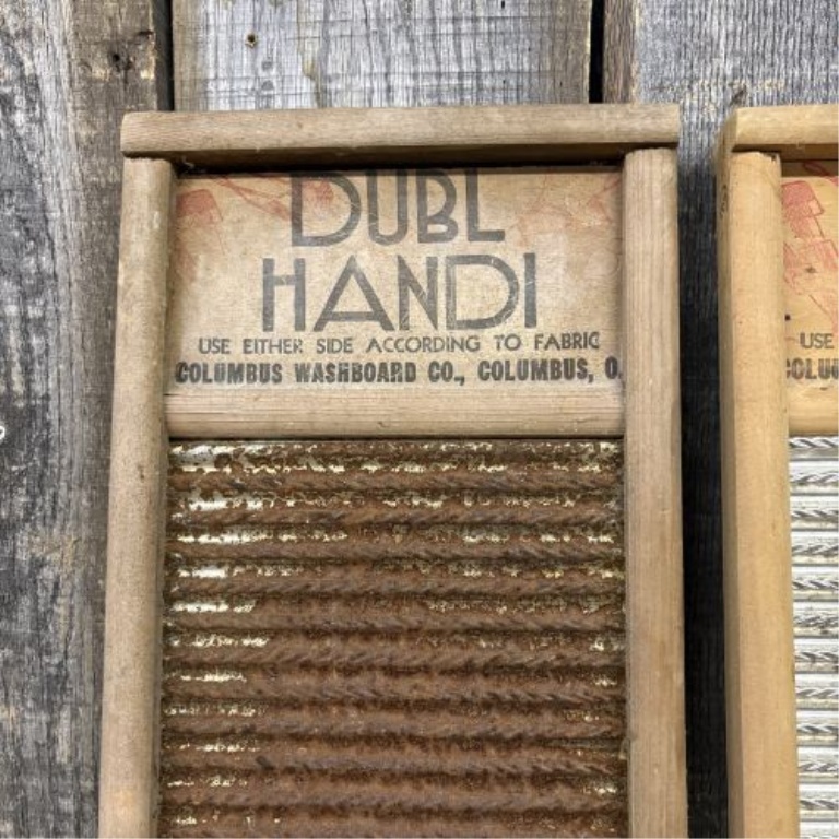 A Pair of Vintage Dubl Handi Travel-Sized Washboards by Columbus Washboard Co.