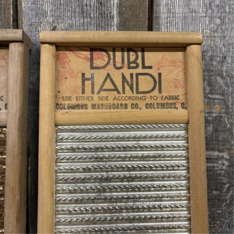 A Pair of Vintage Dubl Handi Travel-Sized Washboards by Columbus Washboard Co.