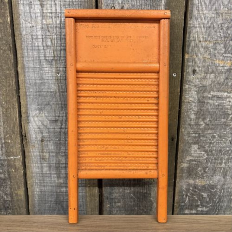 Vintage Columbus Washboard Co. Ideal Model Small Washboard with Pears Soap Advertising and Hooks