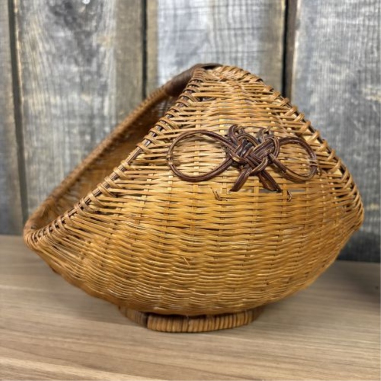 Two Vintage Woven Rattan and Mixed Media Baskets