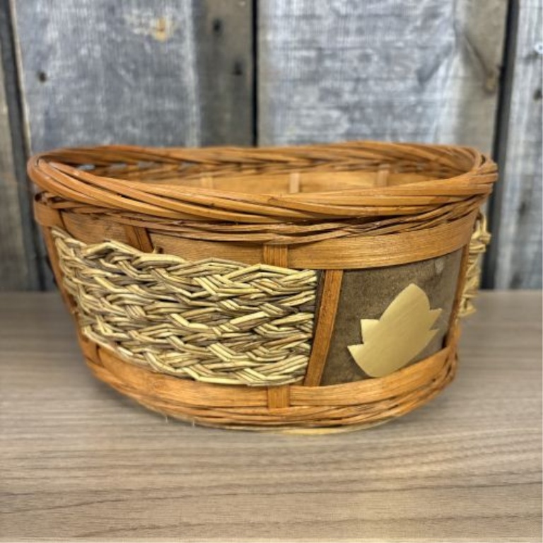 Two Vintage Woven Rattan and Mixed Media Baskets