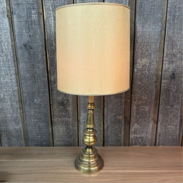 A Pair of Mid-Century Traditional Brass Table Lamps Attributed to Stiffel