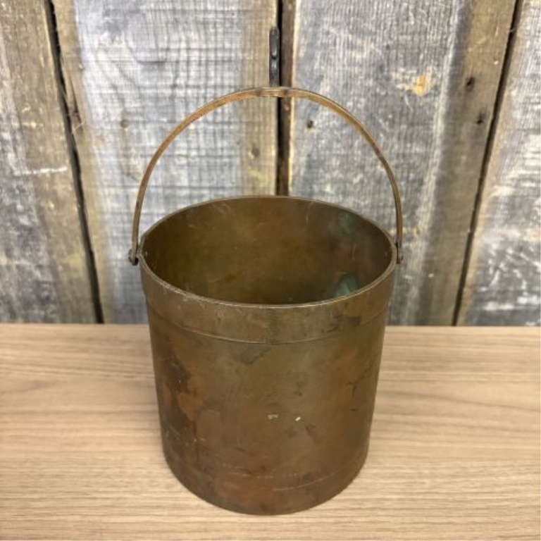 19th Century Brass Scale Bucket Measure with Suspension Hook