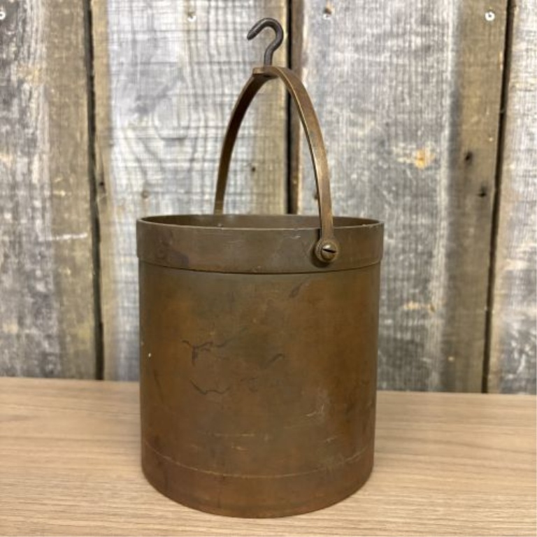 19th Century Brass Scale Bucket Measure with Suspension Hook
