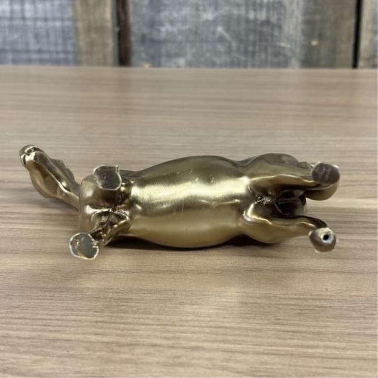 Two Decorative Brass-Toned Metal Items Including a Fritz Brass Kentucky State Paperweight and a Standing Horse Figurine