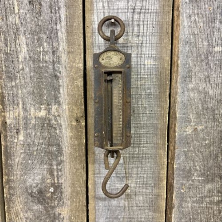 Antique John Chatillon and Sons Iron Clad 200 Pound Hanging Spring Scale