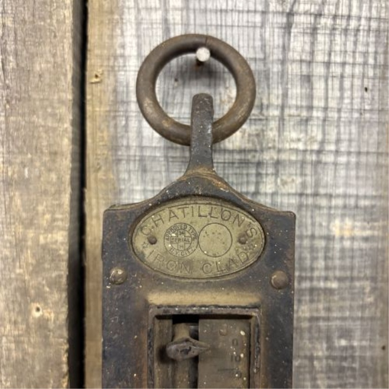 Antique John Chatillon and Sons Iron Clad 200 Pound Hanging Spring Scale