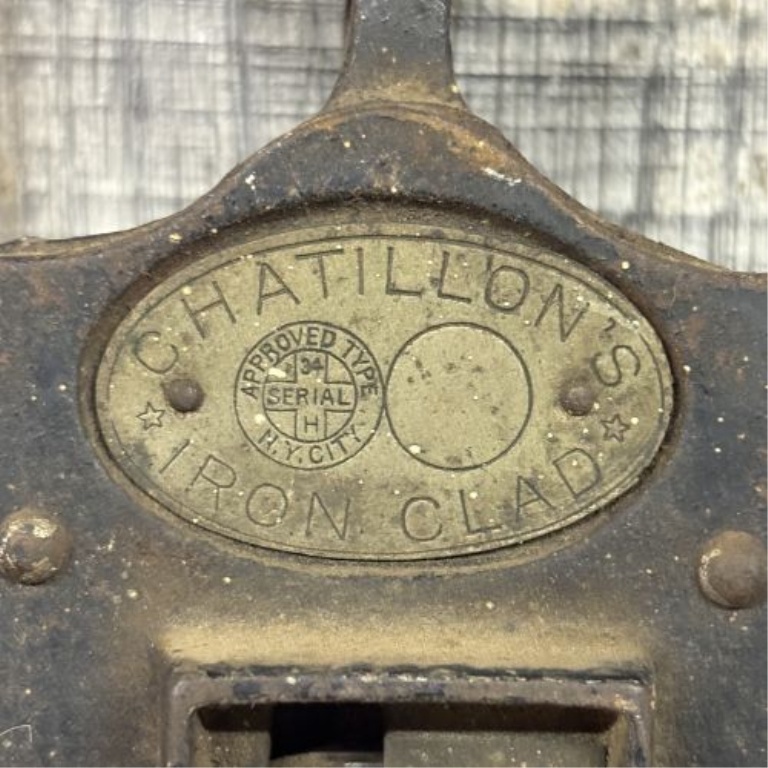 Antique John Chatillon and Sons Iron Clad 200 Pound Hanging Spring Scale
