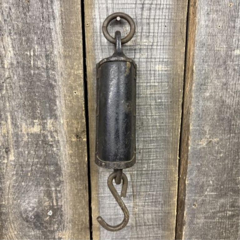 Antique John Chatillon and Sons Iron Clad 200 Pound Hanging Spring Scale