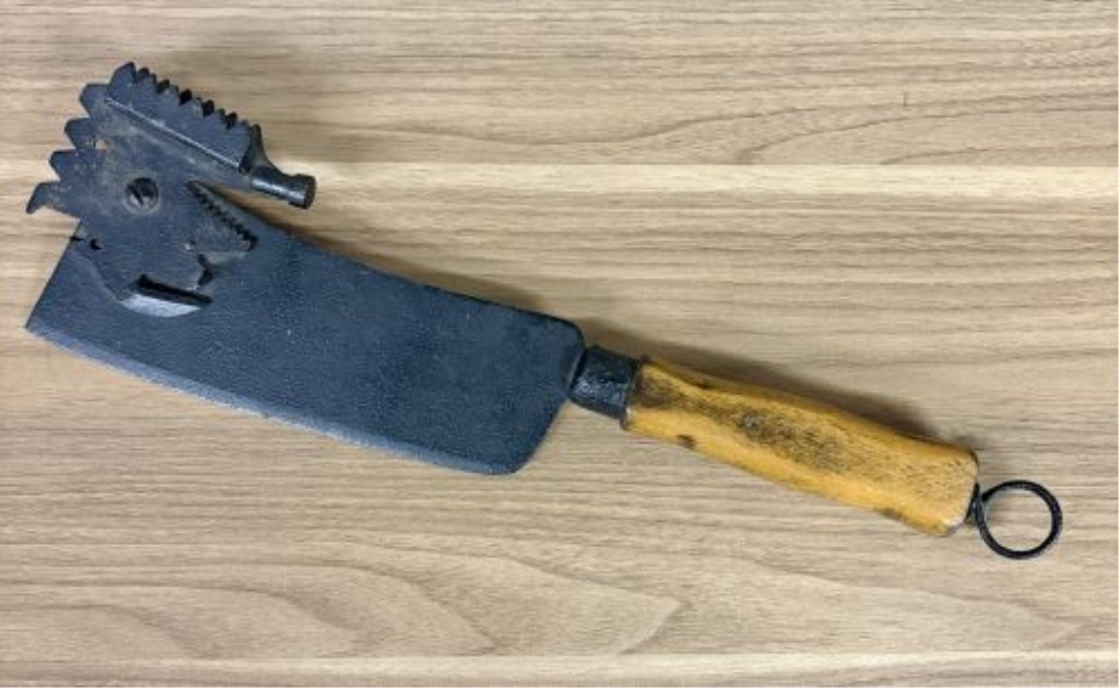 Antique Combination Meat Cleaver and Bone Saw with Wood Handle