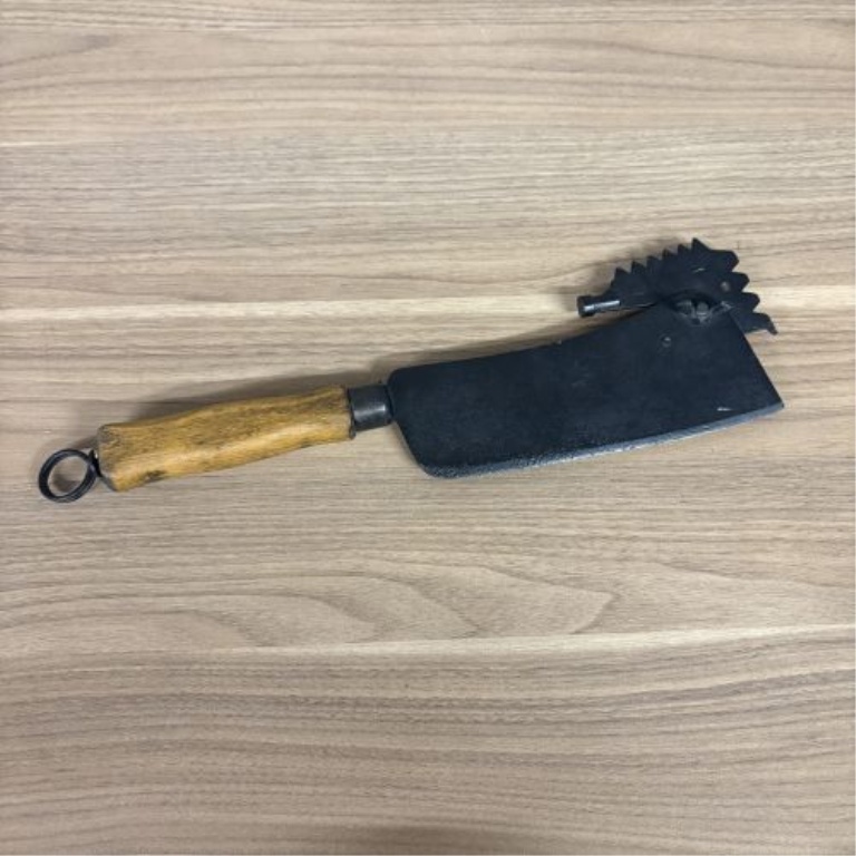 Antique Combination Meat Cleaver and Bone Saw with Wood Handle